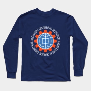 mechanical engineering, gear logo, globe, text engineer Long Sleeve T-Shirt